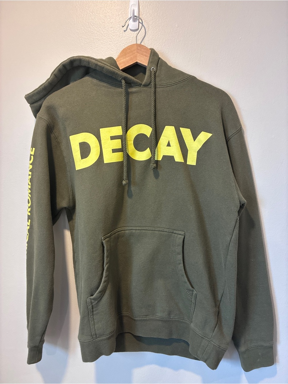DECAY My Chemical Romance Tour Olive Green Hoodie Sweatshirt with Yellow Print